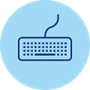 An icon of a computer keyboard representing sending an enquiry online.