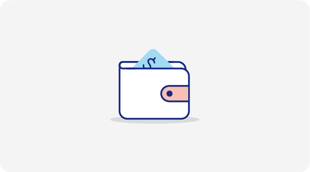 Everyday banking icon of card in wallet.