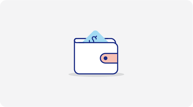 Everyday banking icon of card in wallet.
