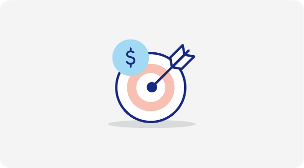 Target Saver icon of an arrow hitting a target and a dollar sign.