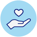 Heart with hand icon