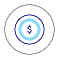 A dollar sign in the centre of a target; showing that our Lending Specialists can help you with your financial goals.