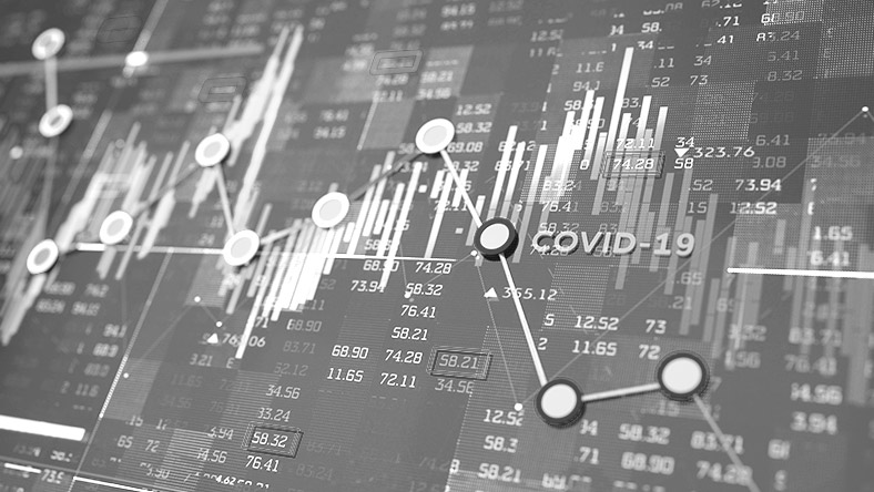 A line graph mapping the economic impact of Covid-19.