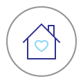 Icon of a home with a love heart inside, symbolizing the concept of a dream home, reflecting aspirations for personal and emotional investment in a perfect living space.