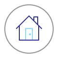 House icon on Health Professional Bank's home loans section, signifying accessible and supportive mortgage solutions tailored for educators, aimed at facilitating home ownership.