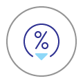 An icon of a percentage pointing down representing offset.