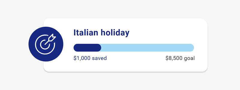 A picture showing the savings goals you can set in the app.