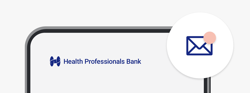 An icon of an envelope representing the secure message option to contact us through the app.