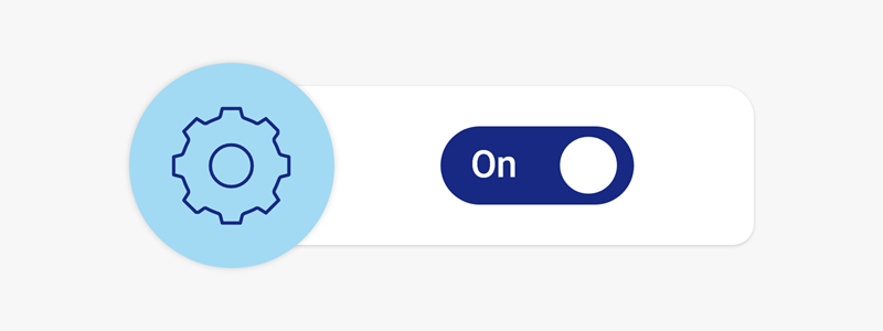 A cogwheel icon representing the options within the settings in the app.