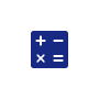 Dark blue calculator icon on a white background