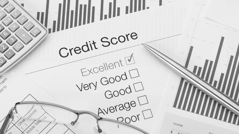 Black and white graphic of a sample credit report.